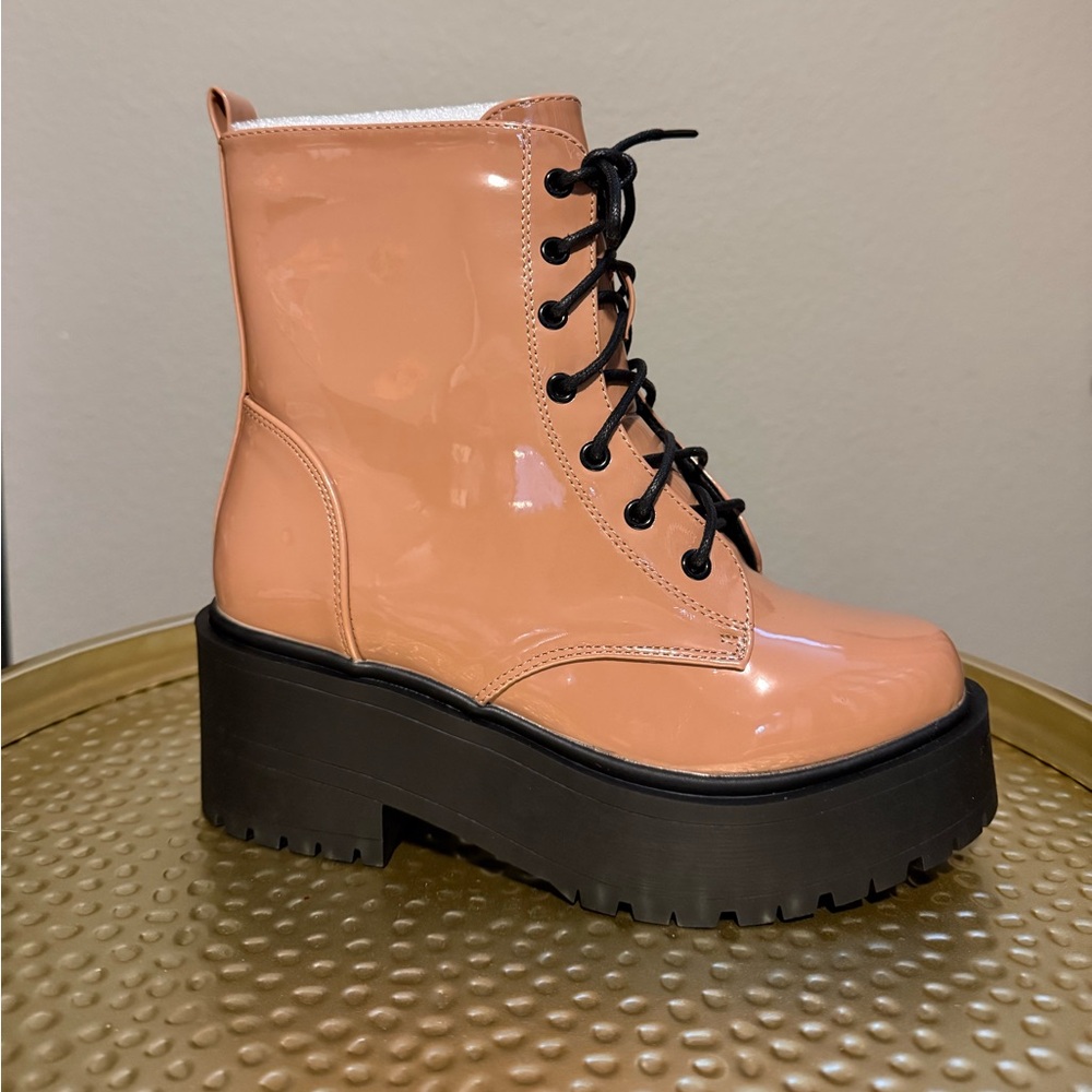 Top Moda Combat Boots - Camel